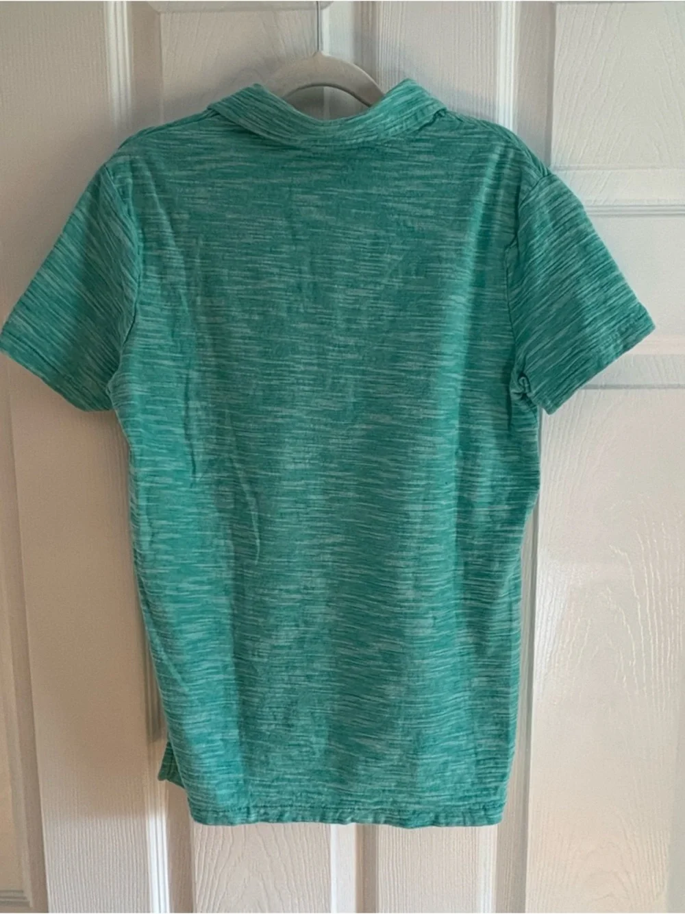 Old Navy Boys Polo Shirt Teal Green Space Dye Large 10-12 Cotton Blend